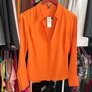 Express Vibrant Orange Button-Down Shirt